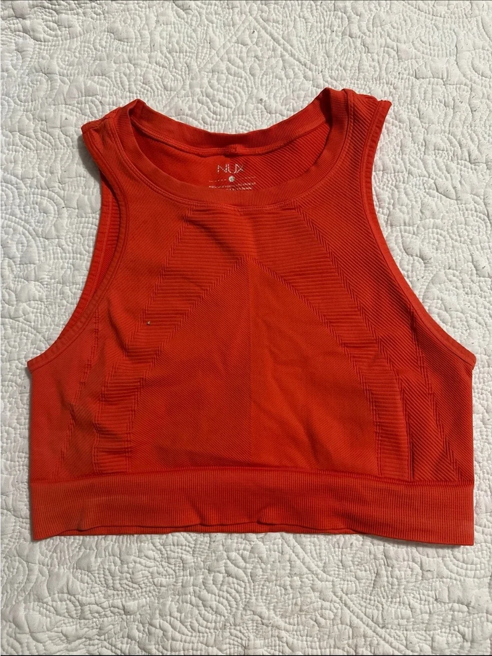 NUX Orange-Red Seamless Crop Athletic Tank